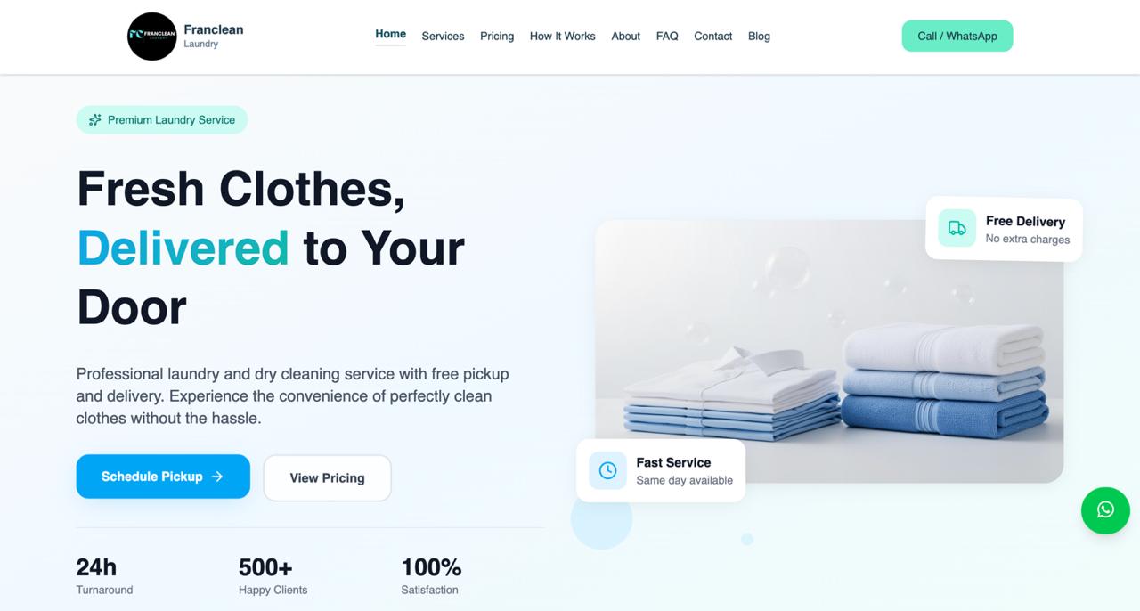 Franclean Laundry Services Website